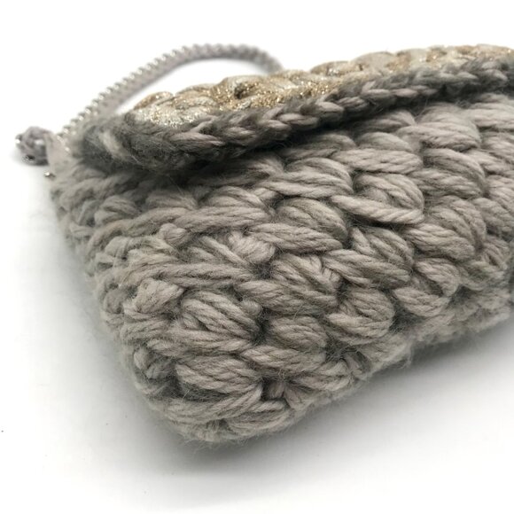 Lorenza Gandaglia Gray & Gold Lurex Crochet Flap Shoulder Bag - Picture 5 of 12